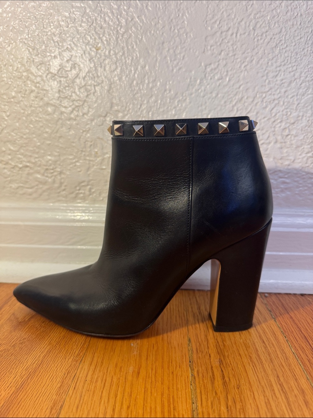 Valentino Rockstud Accents Leather Ankle Boot